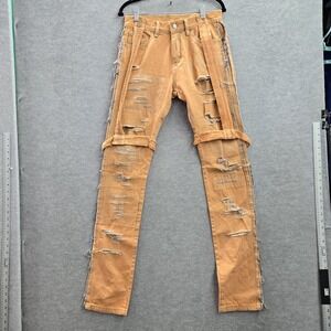 MNML Men Jeans 29 Orange Jaded London Vale Twill‎ Distressed Frayed 35" Inseam